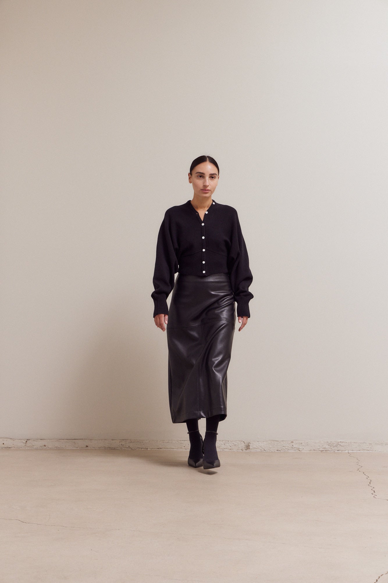 Button Up To Neck Long Sleeves Cardigan