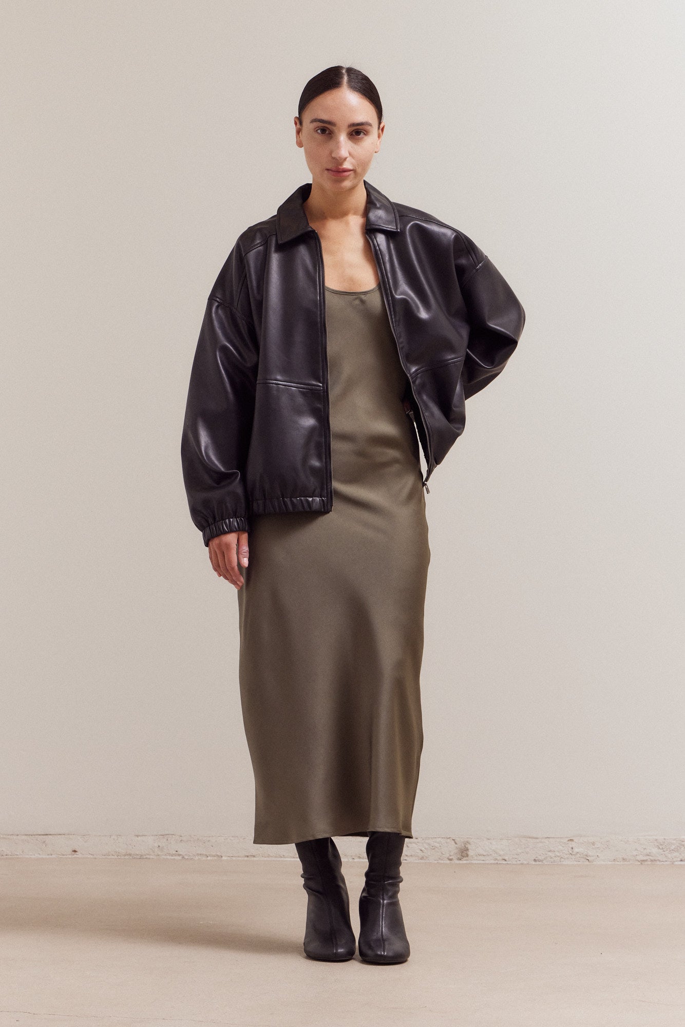 Vegan Leather Bomber Jacket