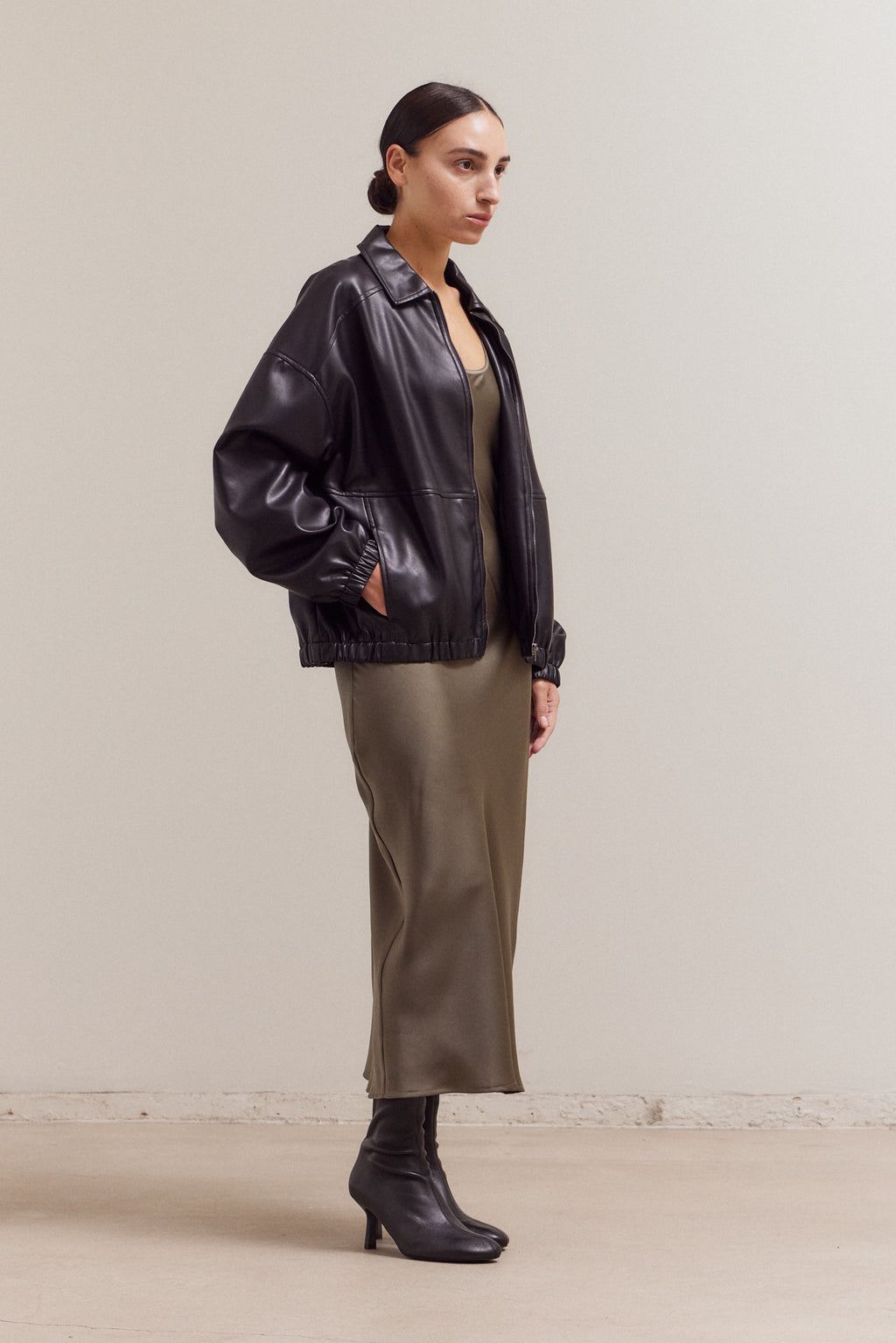 Vegan Leather Bomber Jacket