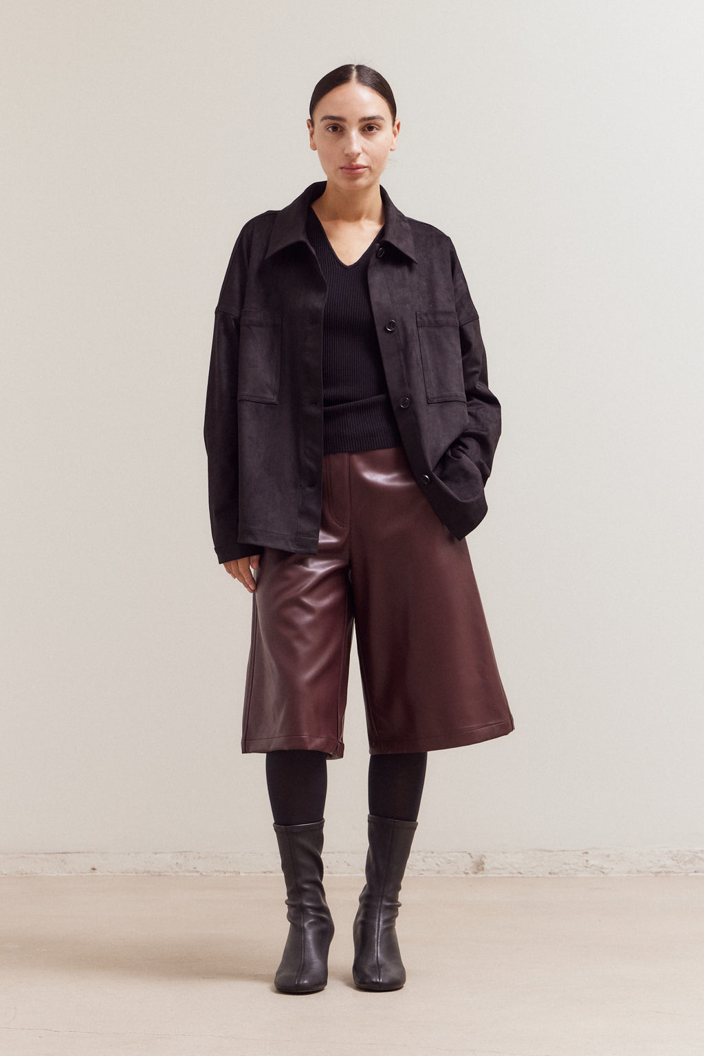 Faux Suede Shirt Jacket