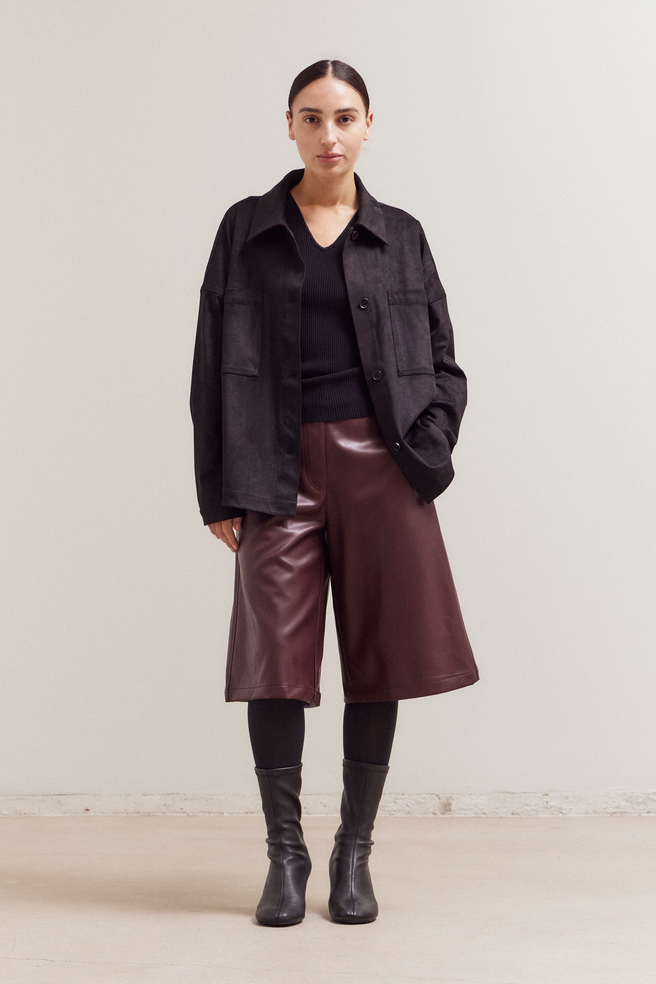 Faux Suede Shirt Jacket