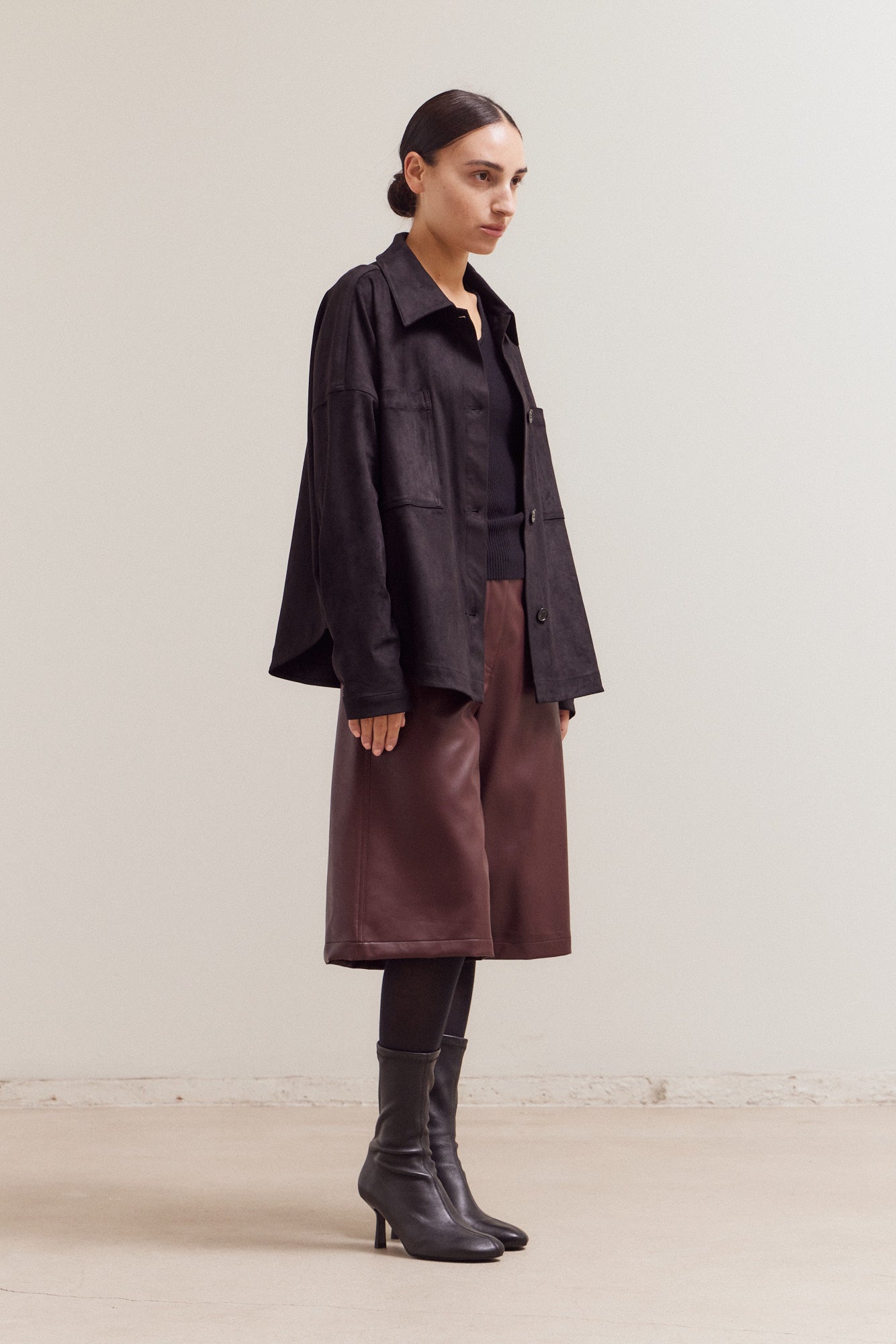 Faux Suede Shirt Jacket