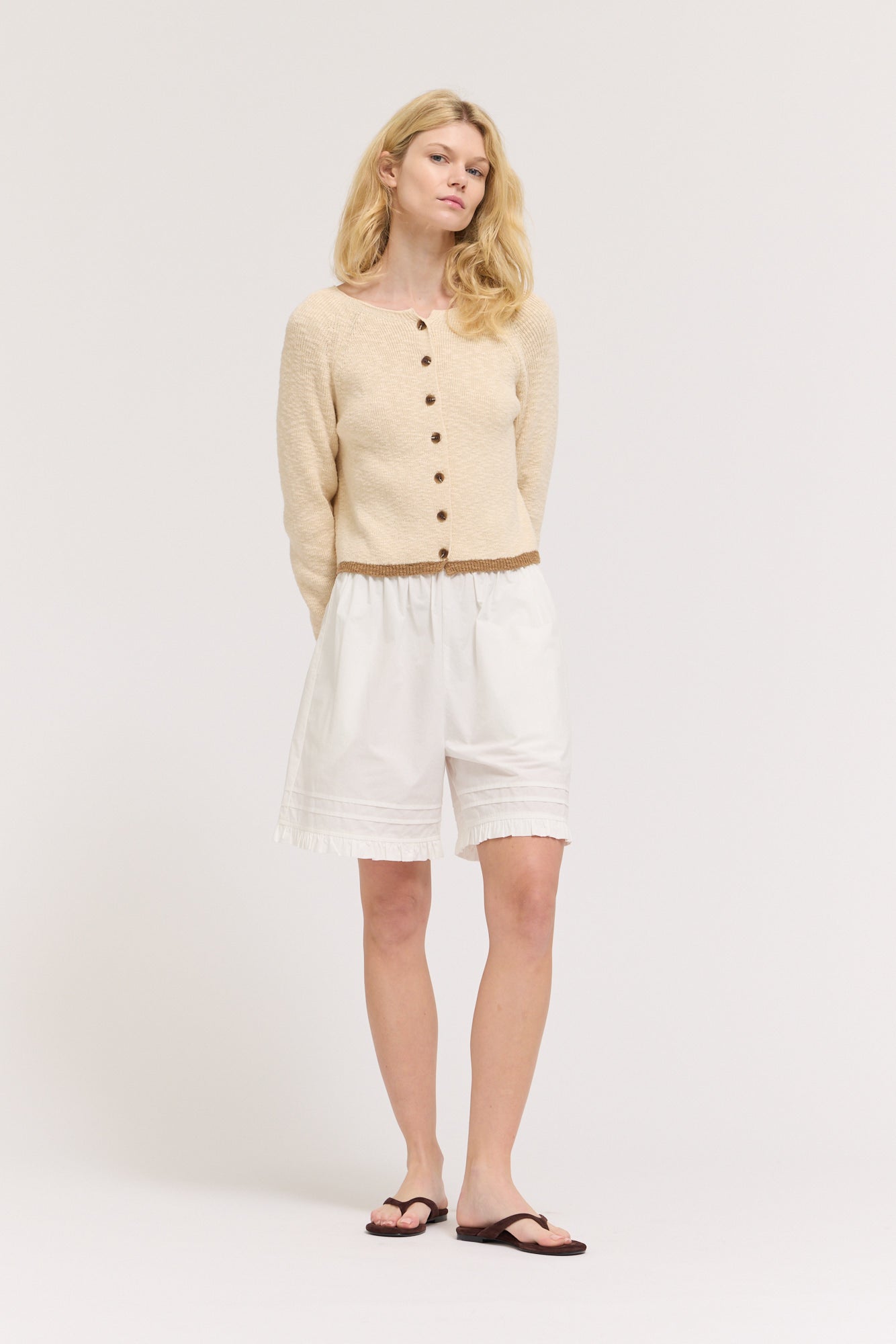 Tight Knit Cardigan in Cream