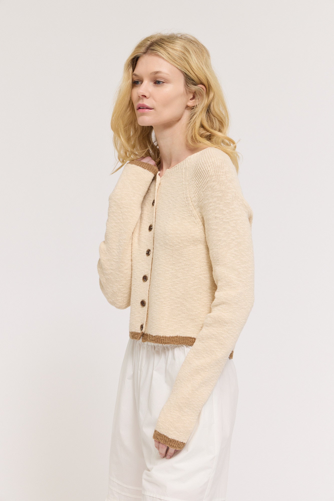 Tight Knit Cardigan in Cream
