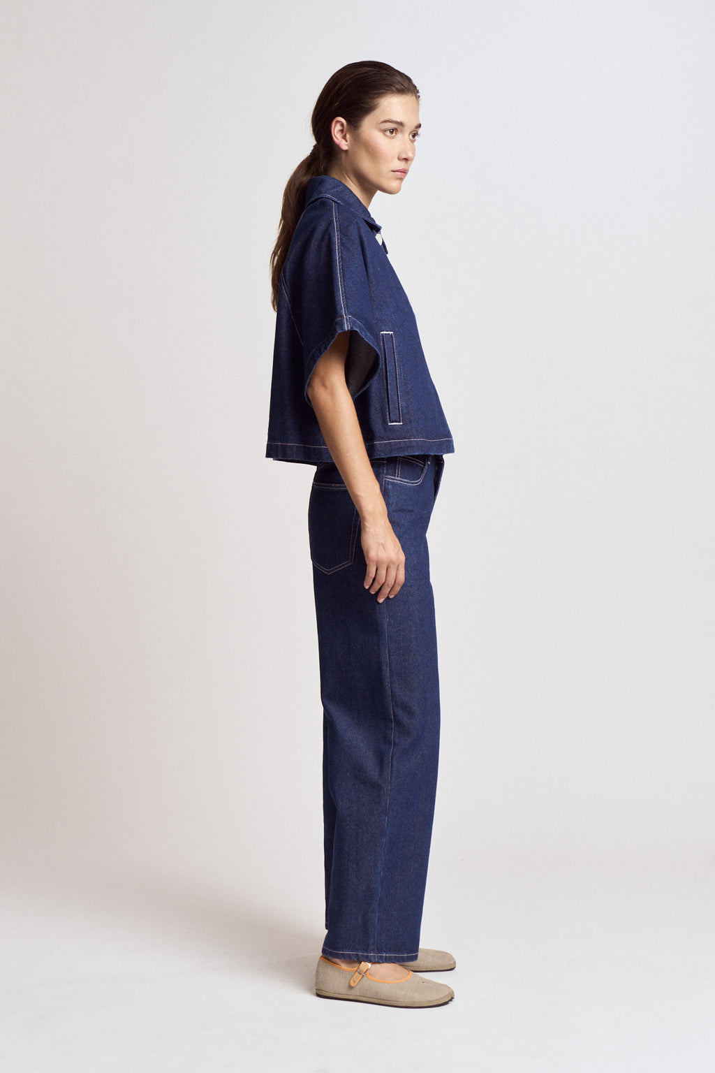 Batwing Sleeve Denim Shirt Jacket