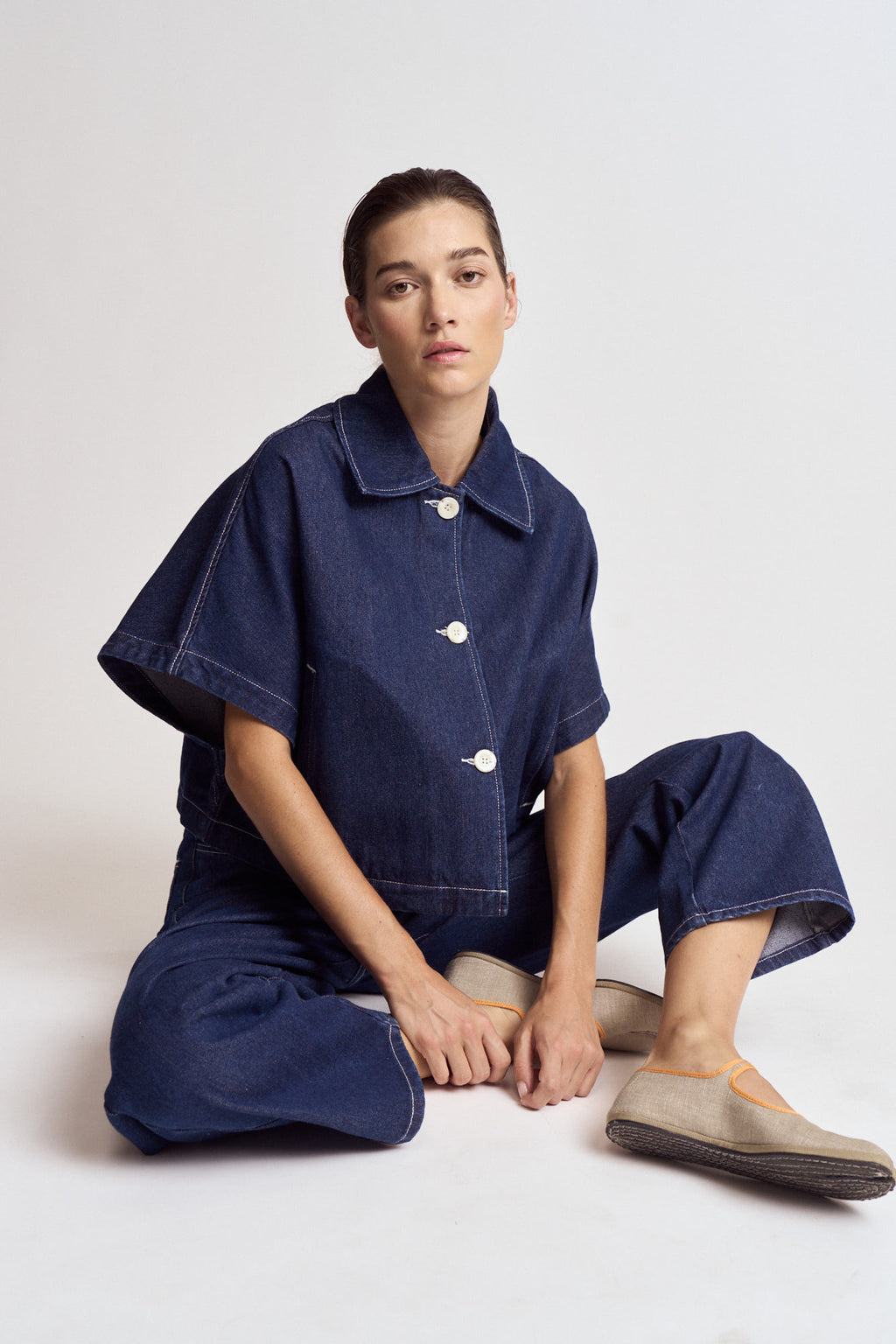 Batwing Sleeve Denim Shirt Jacket