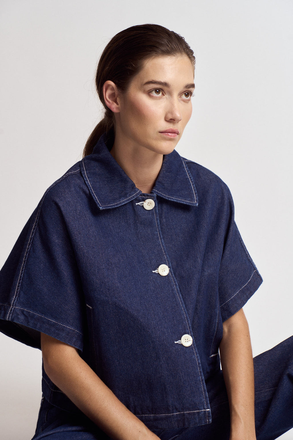 Batwing Sleeve Denim Shirt Jacket