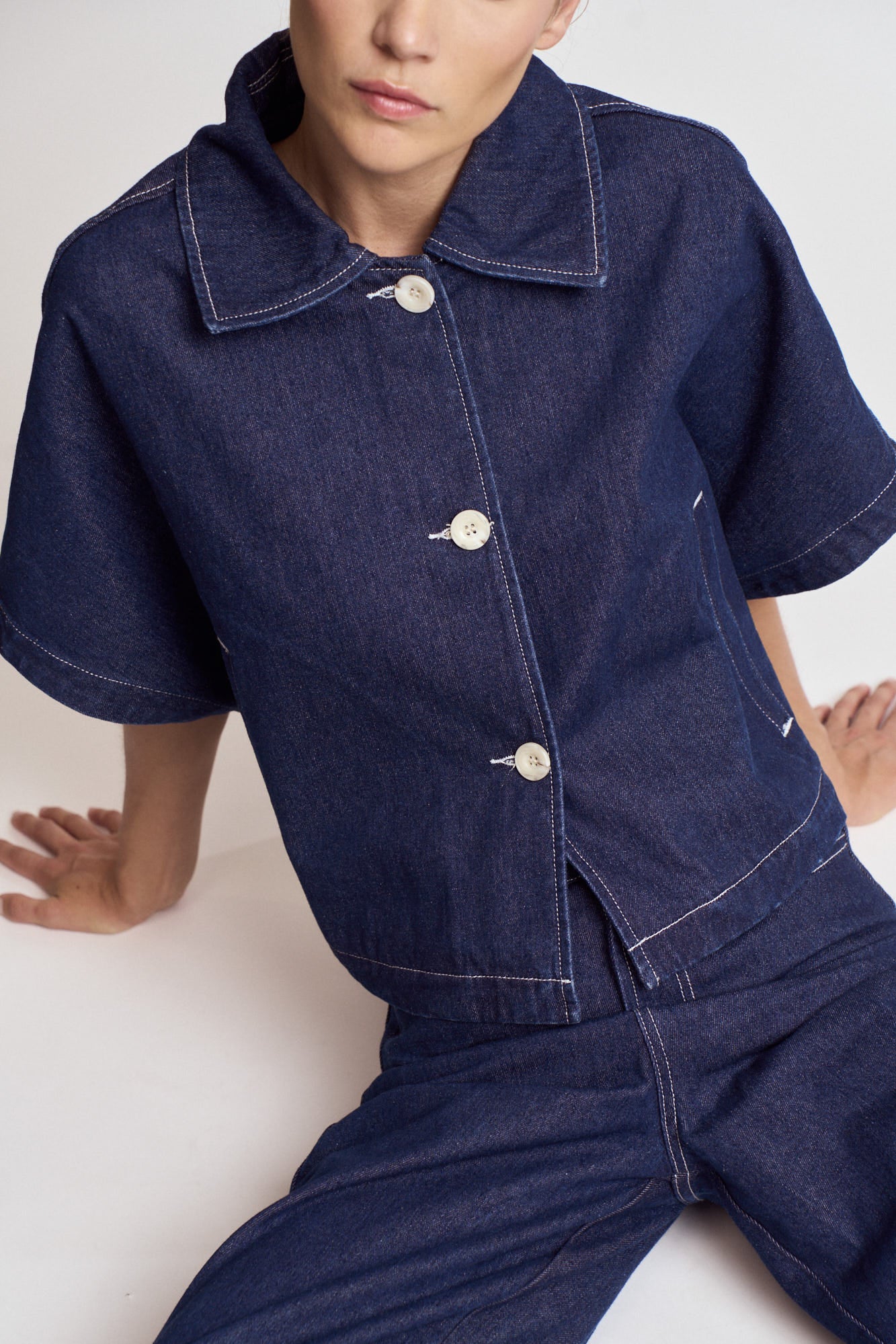 Batwing Sleeve Denim Shirt Jacket