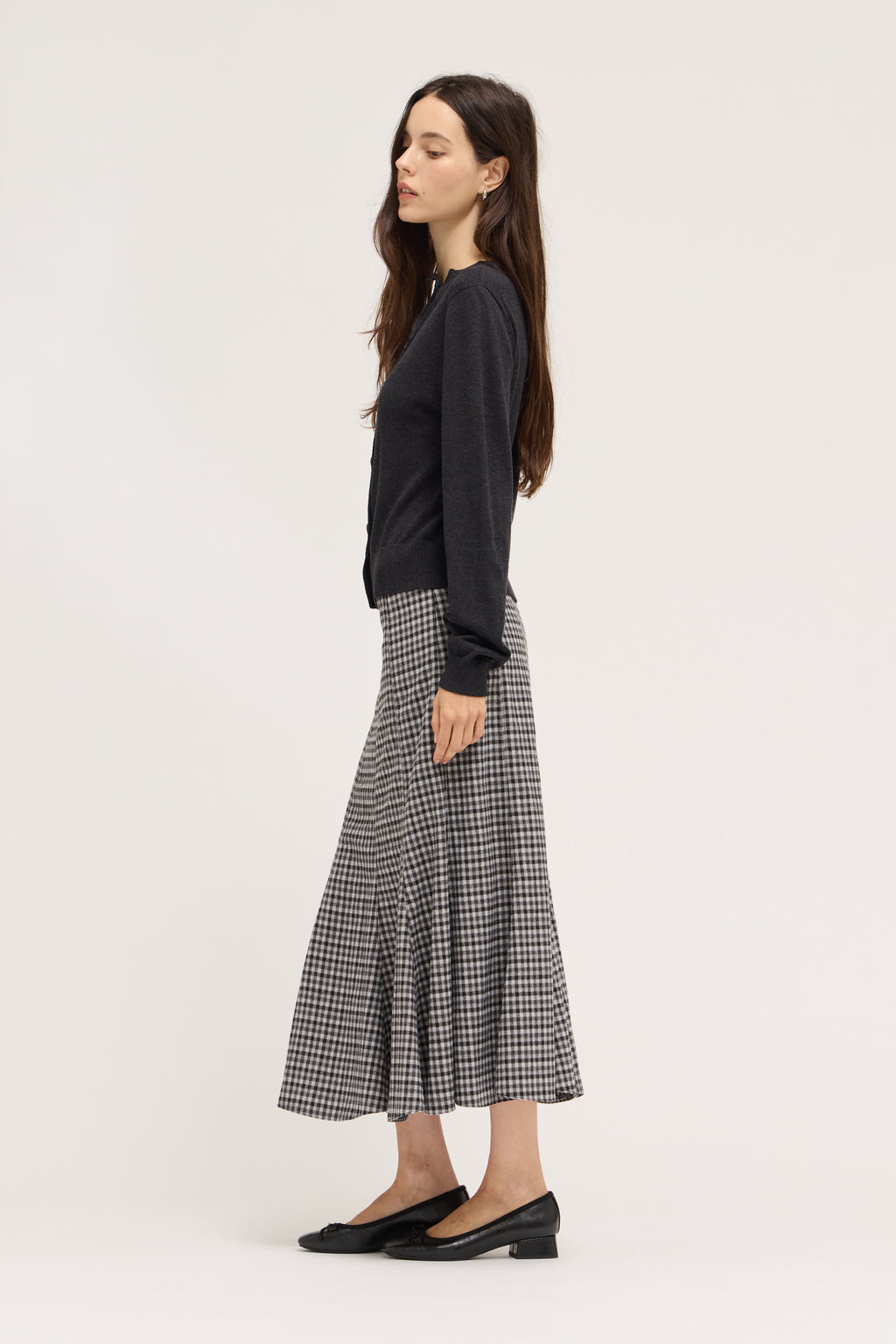 Irregular Button Up Cardigan in Charcoal