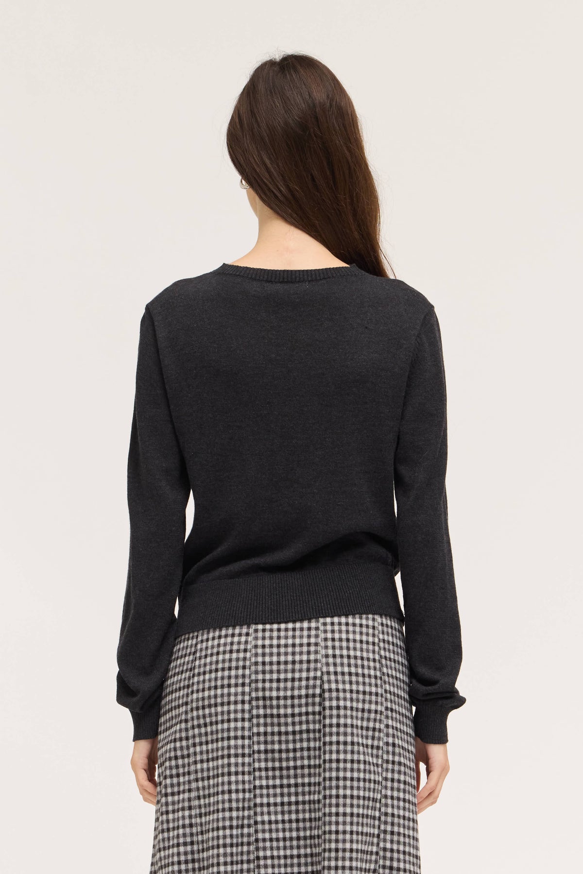 Irregular Button Up Cardigan in Charcoal