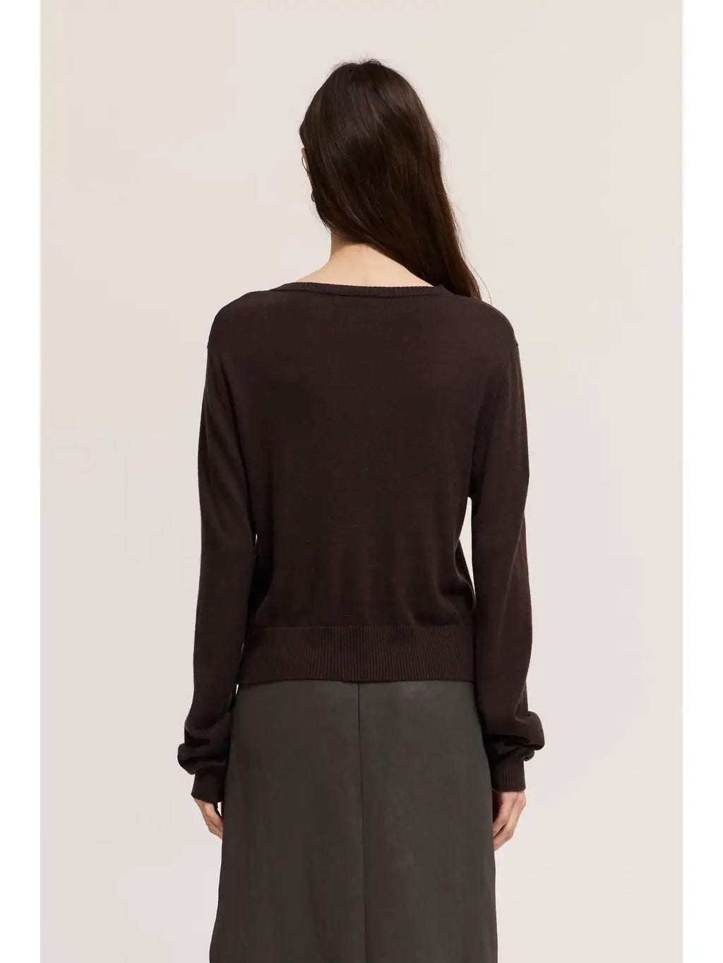 Irregular Button Up Cardigan in Dark Chocolate
