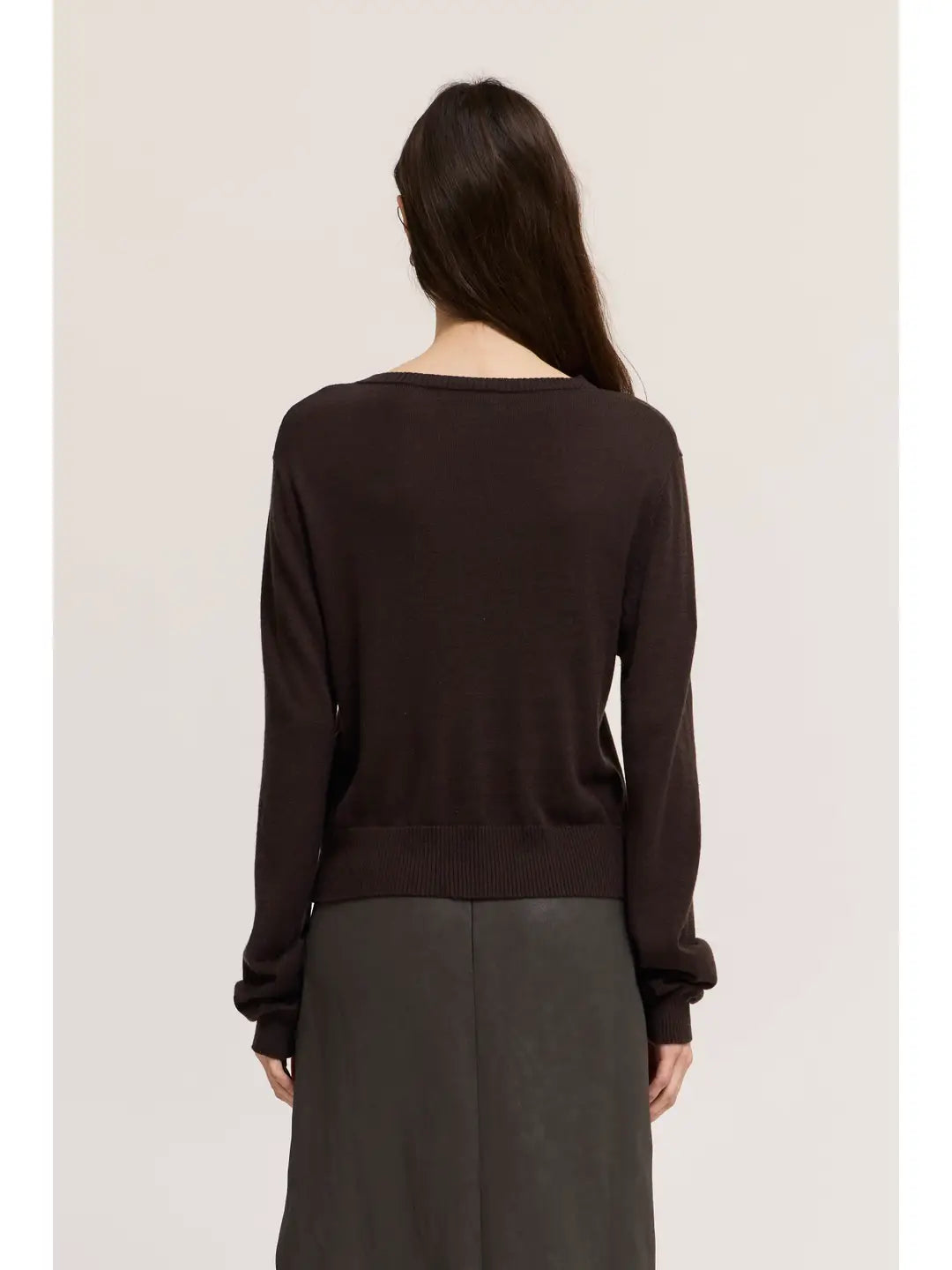 Irregular Button Up Cardigan in Dark Chocolate