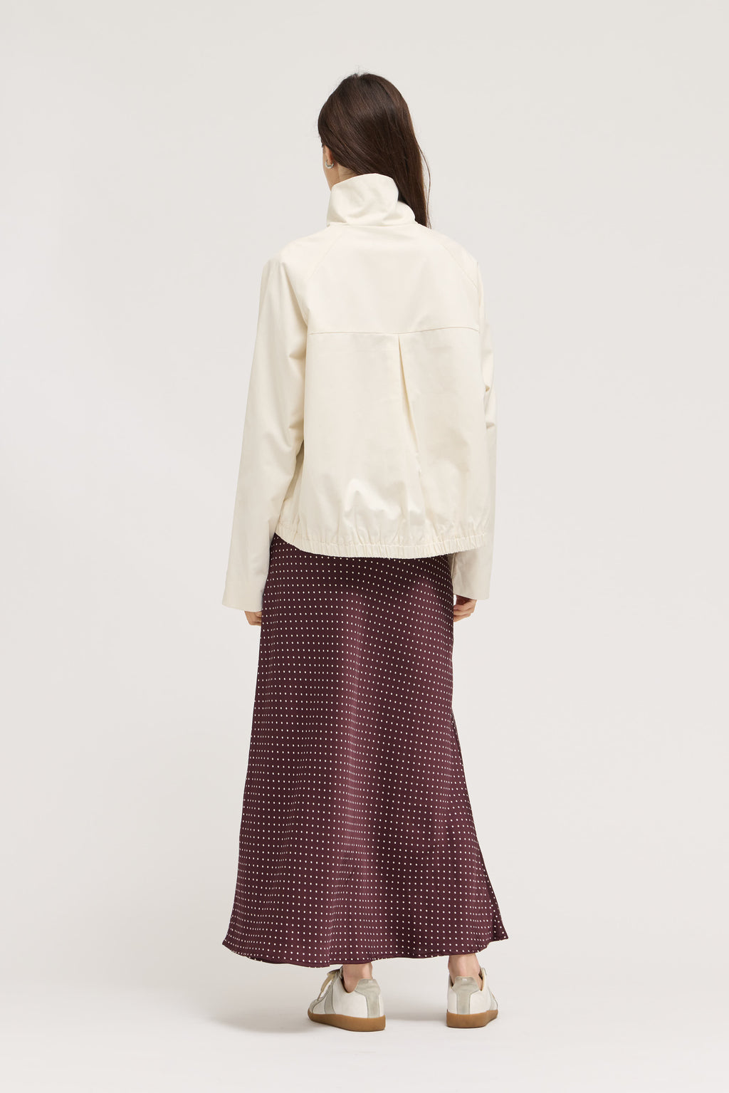 Satin Mermaid Fit Skirt in Choco Ivory