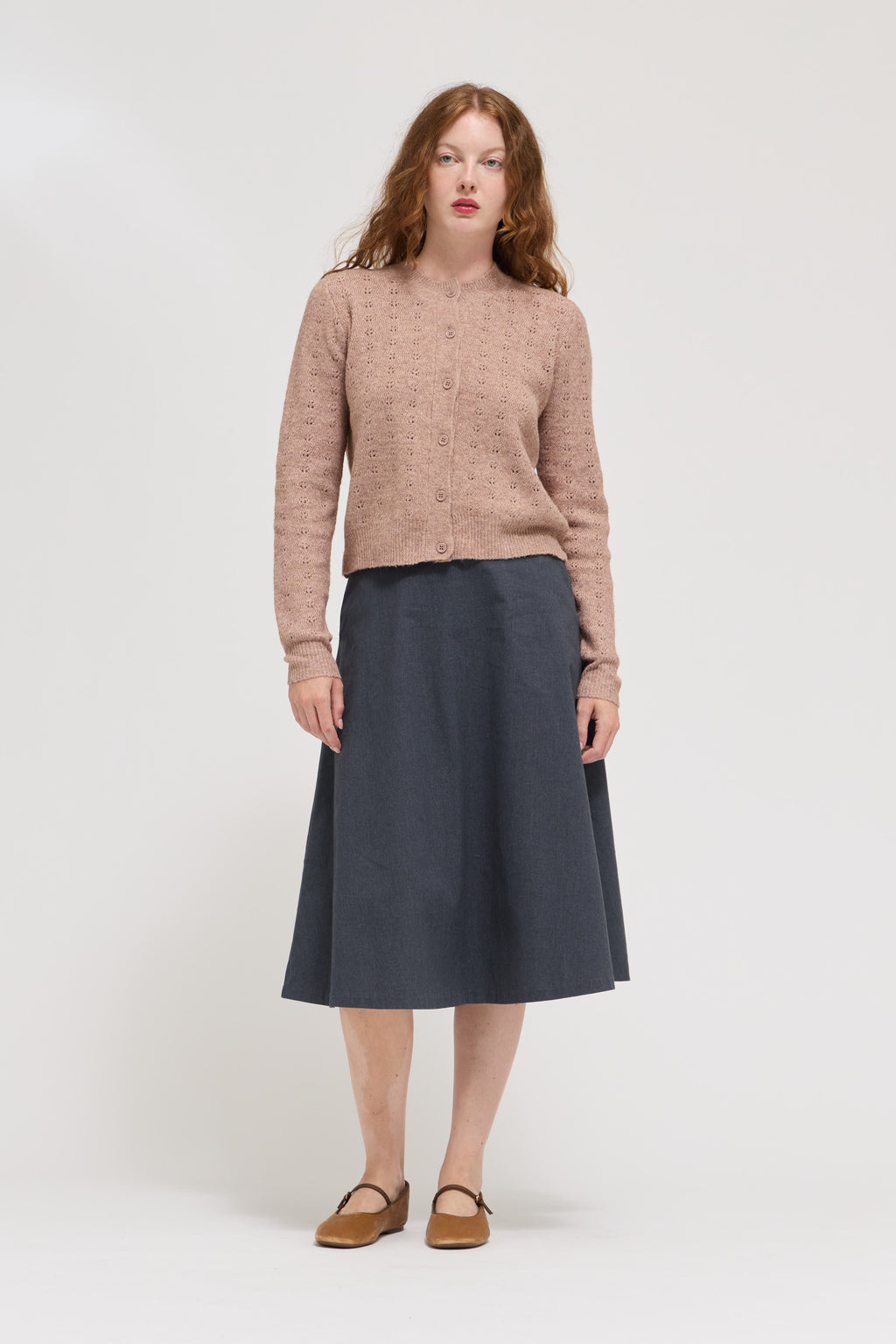 Circle Hem Drape Skirt in Graphite
