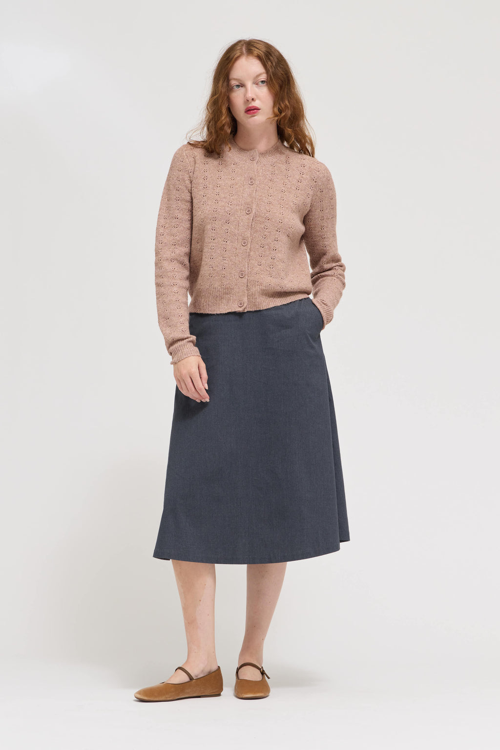 Circle Hem Drape Skirt in Graphite