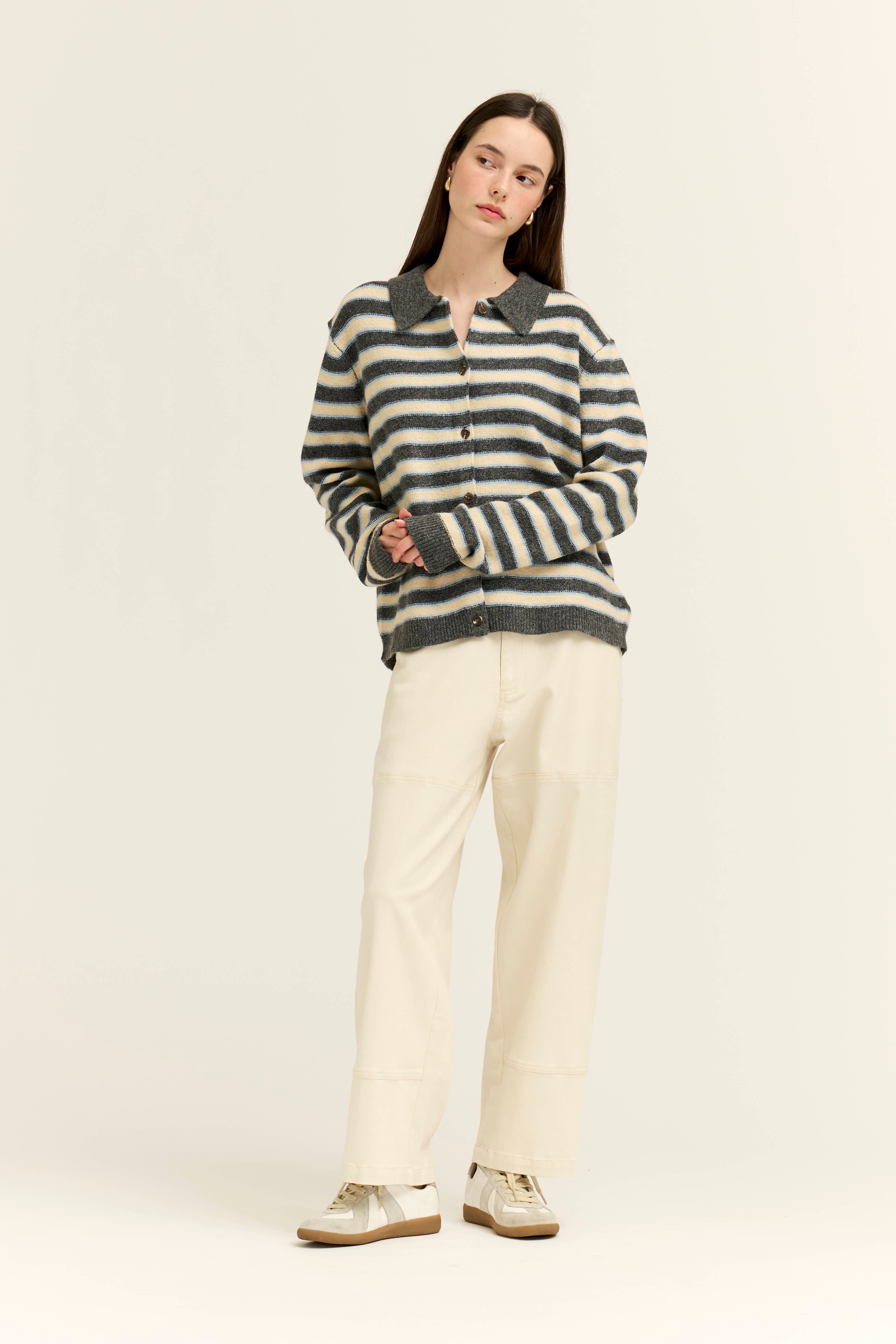 High Rise Balloon Fit Denim Pants in Milk