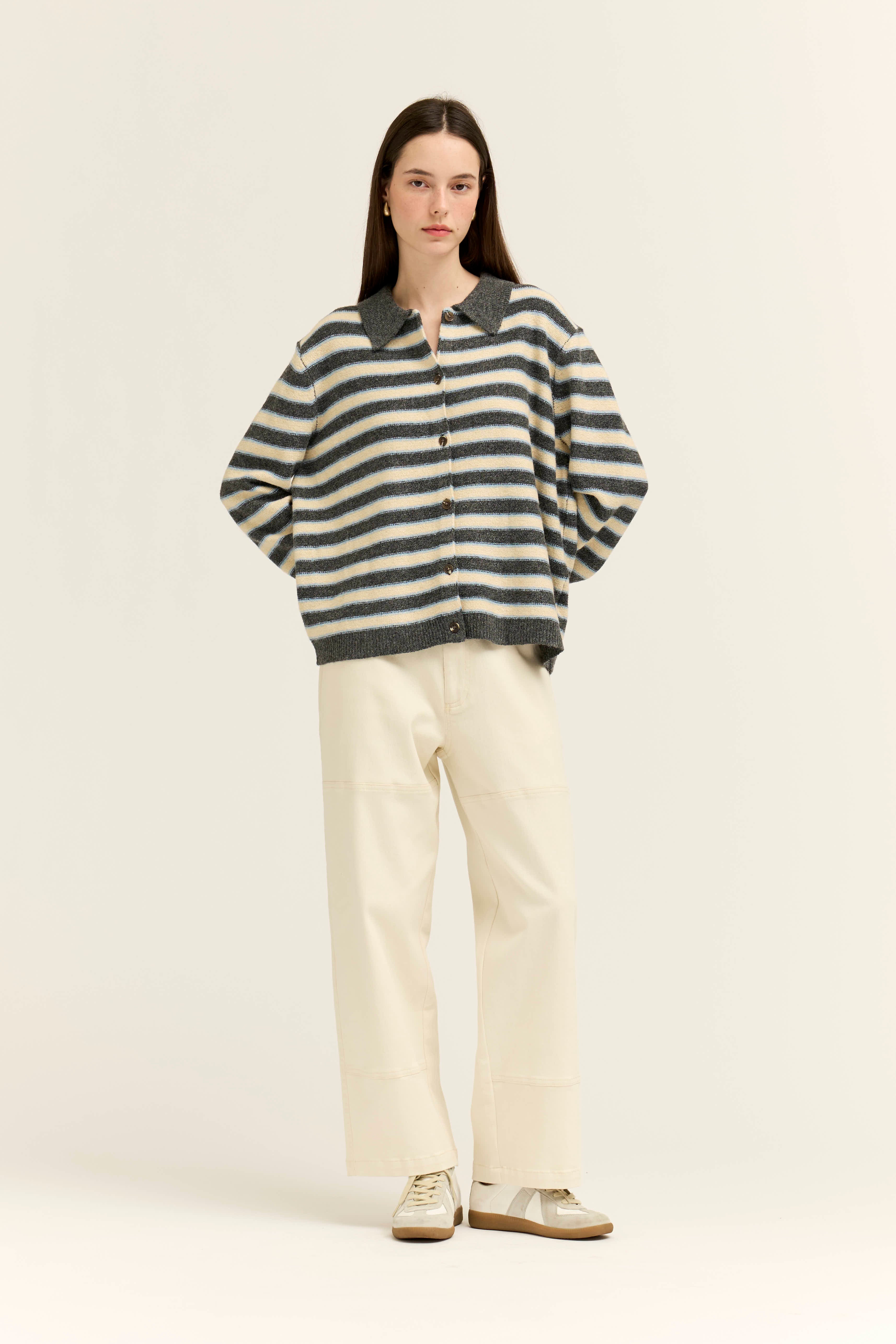 High Rise Balloon Fit Denim Pants in Milk