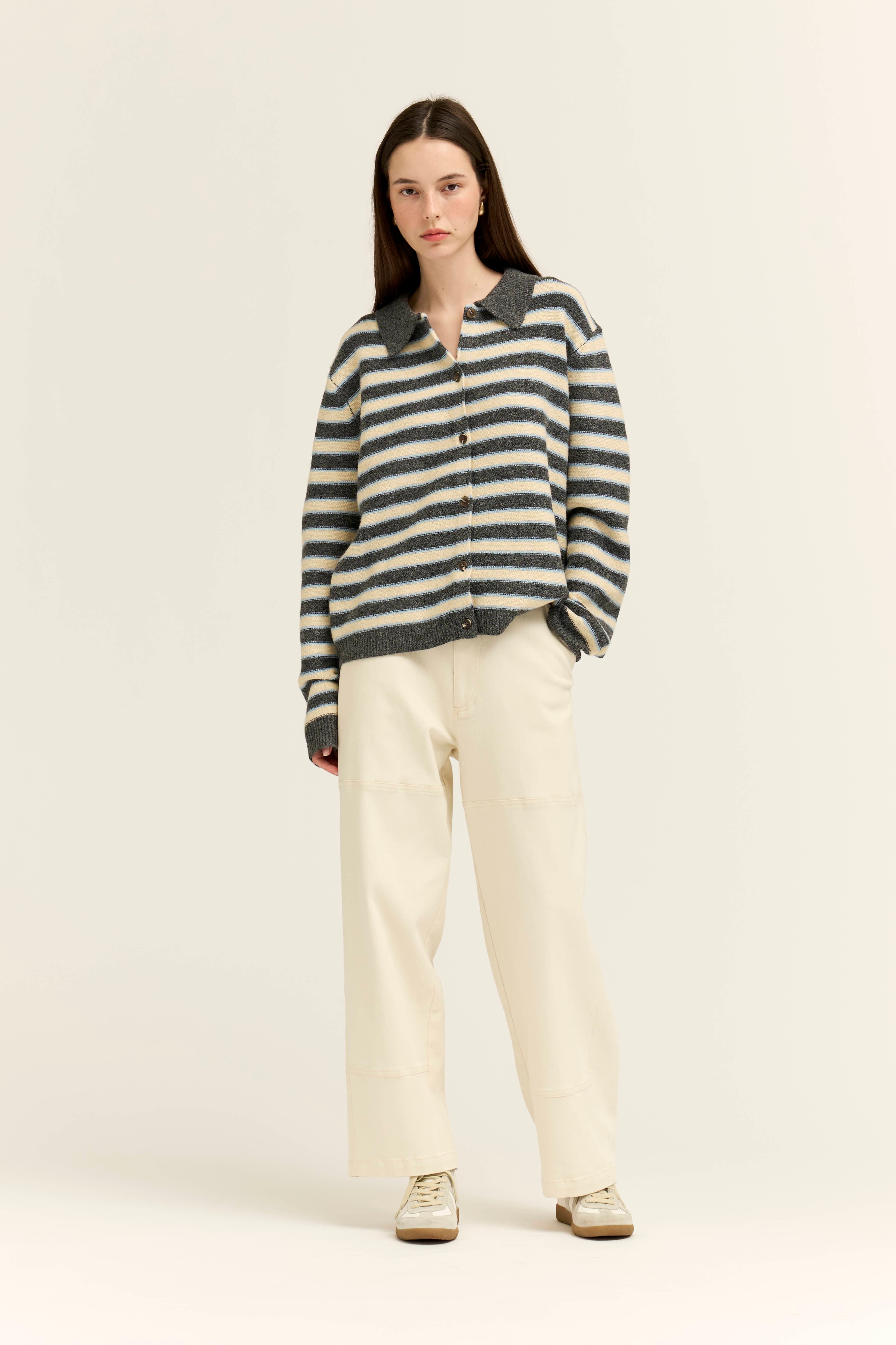 High Rise Balloon Fit Denim Pants in Milk
