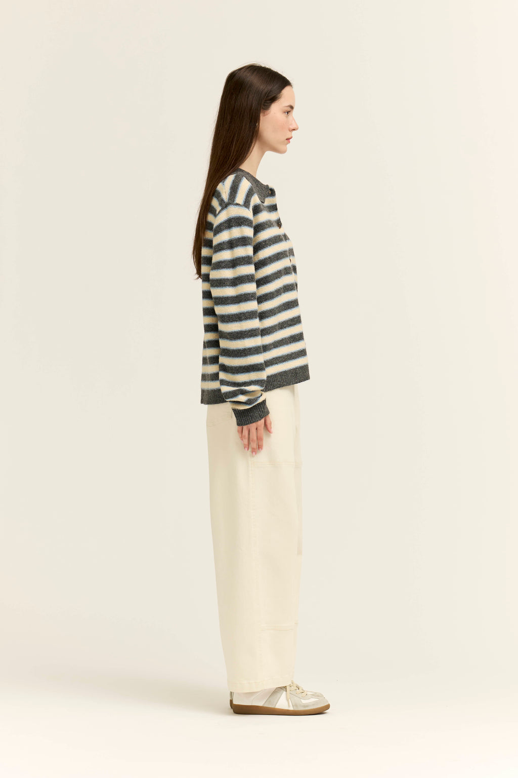 High Rise Balloon Fit Denim Pants in Milk