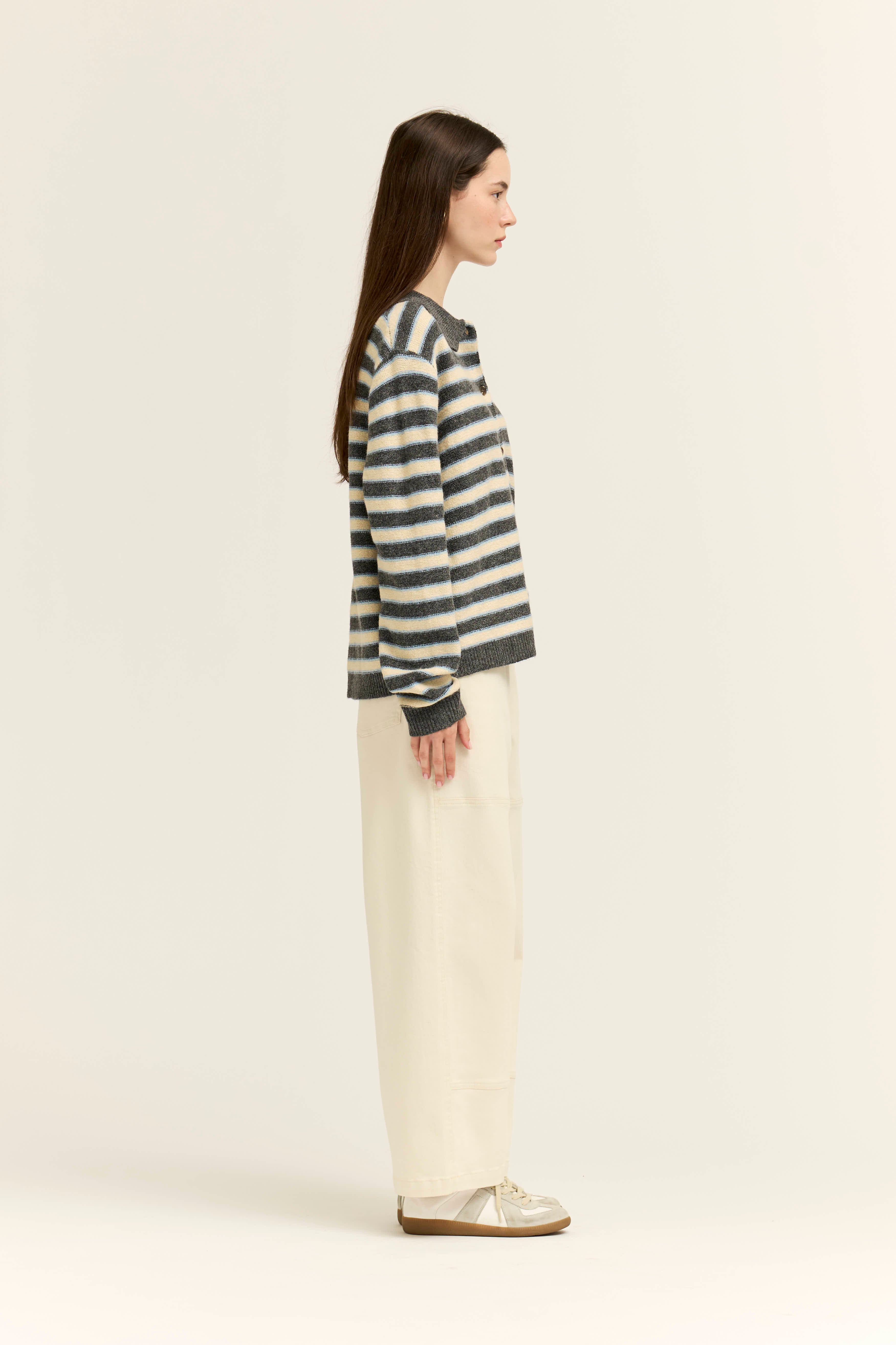 High Rise Balloon Fit Denim Pants in Milk