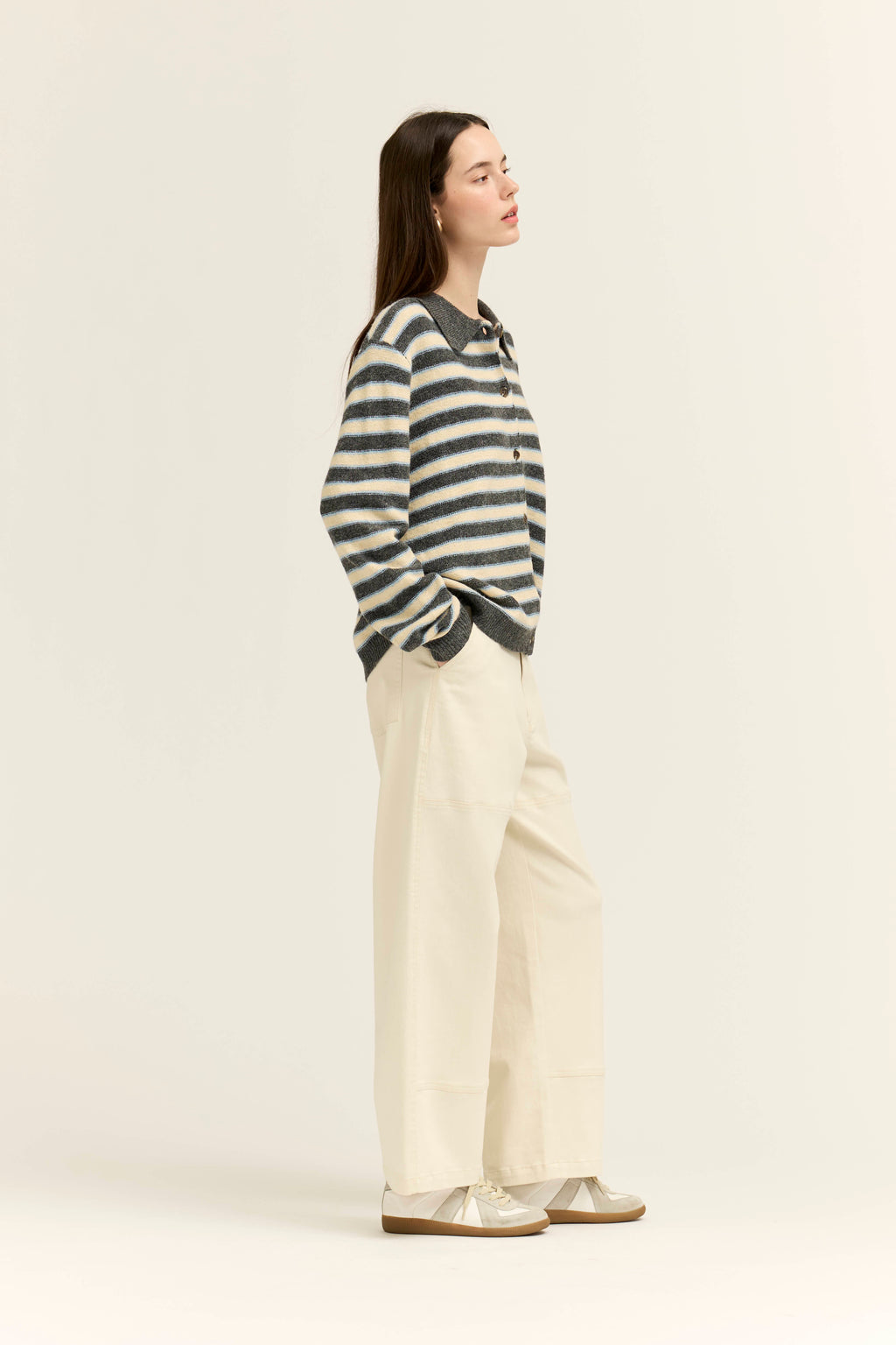 High Rise Balloon Fit Denim Pants in Milk