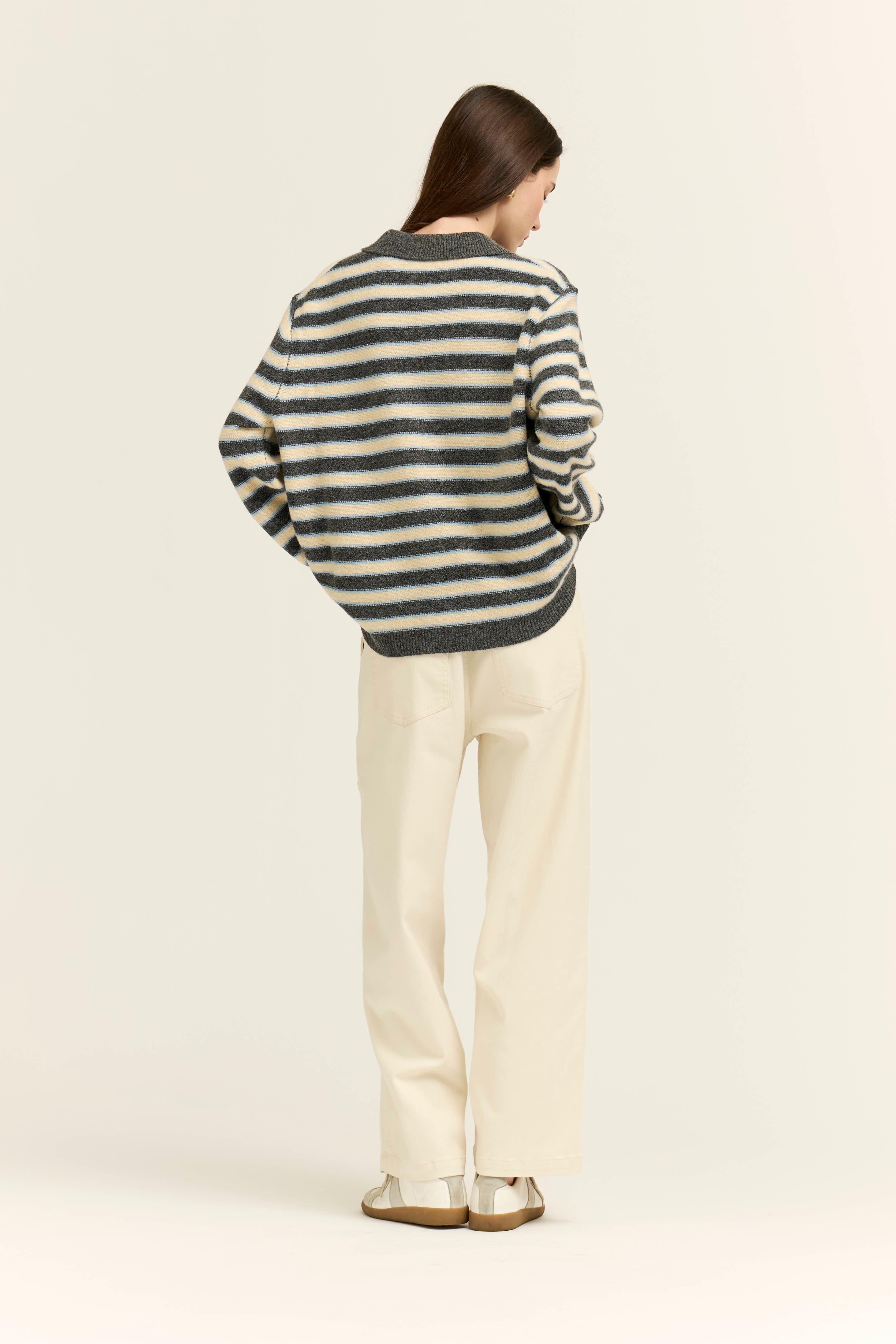 High Rise Balloon Fit Denim Pants in Milk