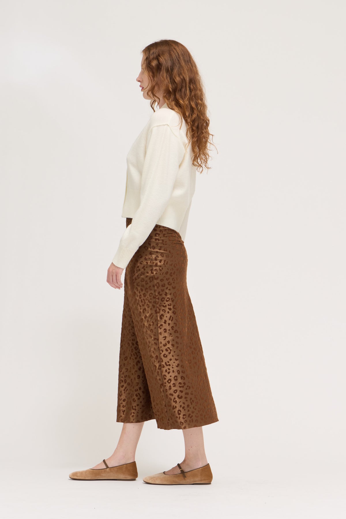 Leopard Satin Slip Skirt in Choco Leopard