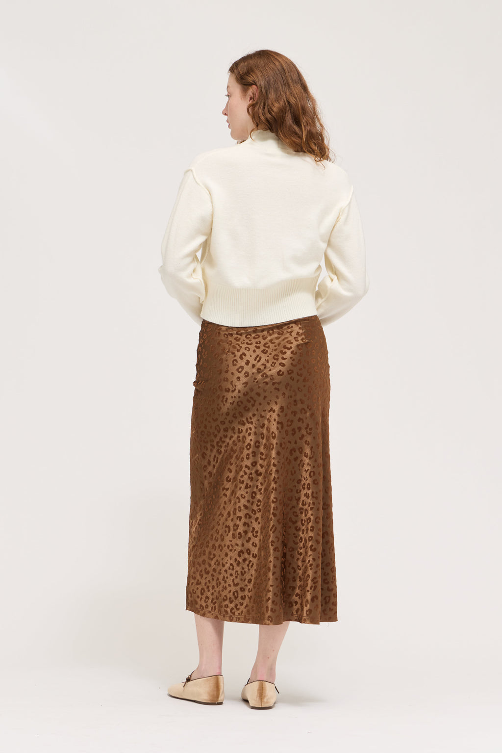 Leopard Satin Slip Skirt in Choco Leopard