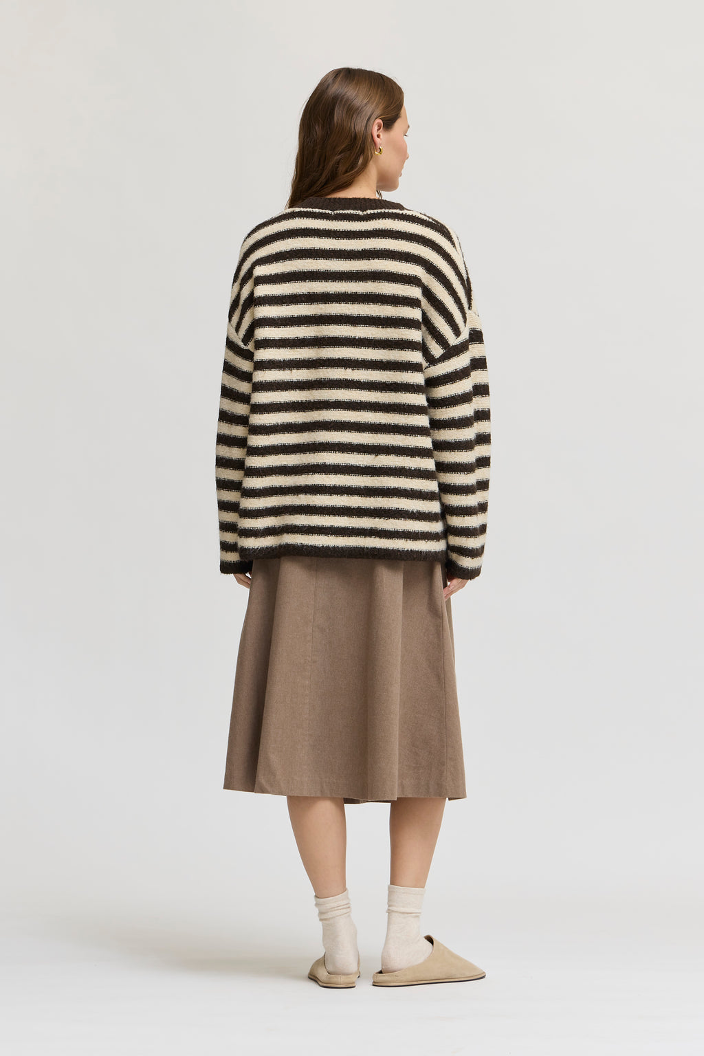 Circle Hem Drape Skirt in Ash Brown