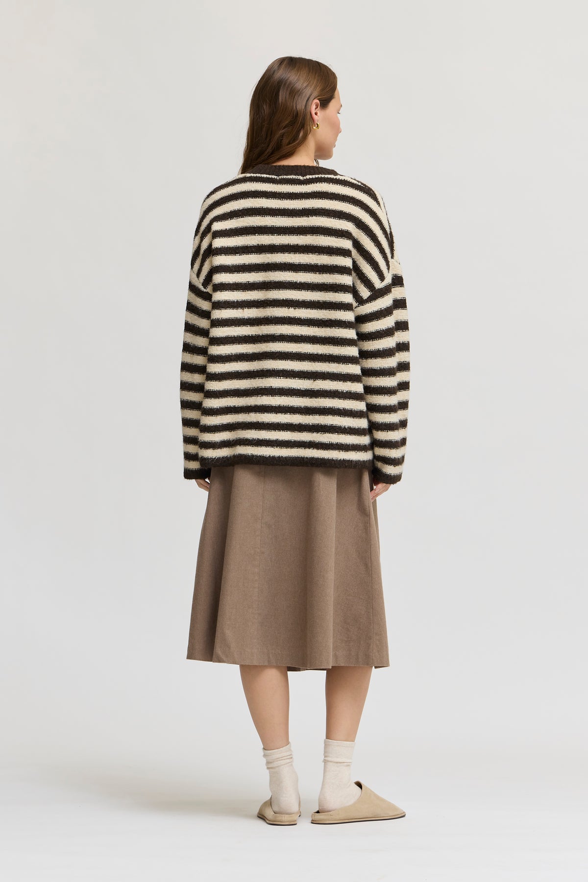 Circle Hem Drape Skirt in Ash Brown